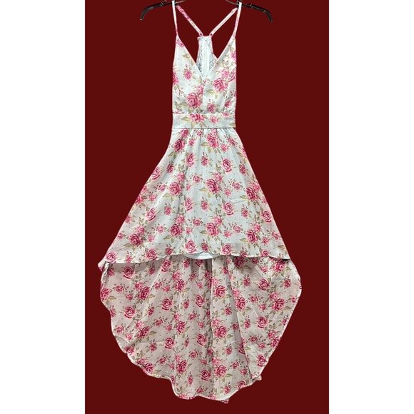 Rue 21- Women's Summer Sleeveless High Low Hem Ruffle-Floral Dress-Light Blue-XS - Picture 1 of 16